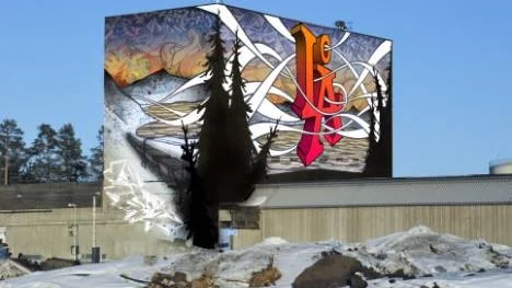 En animation av det vinnande bidraget som ska pryda Uddeboverket i Luleå. Konstnären Kalle Nordström påbörjar målningen efter midsommar.