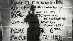 Affisch från 1961, "Works by Yoko Ono performance", Carnegie Hall, 1961.