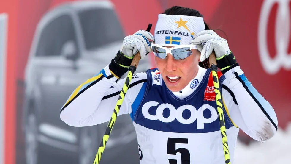 Charlotte Kalla var sliten efter loppet.