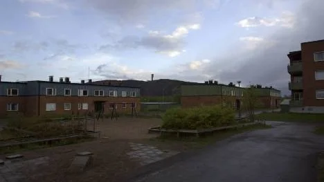 Bromsgatan i Kiruna, ett av de första områden som skulle flyttas när LKAB utvidgade sina gruvgångar.