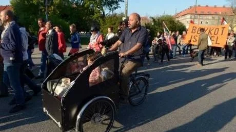 FALSKSÅNG. Kulturnämndens ordförande i Malmö, Daniel Sestrajcic (V) demonstrerade mot Israels deltagande i Eurovision song contest.