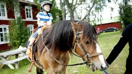LATTJO. Herman Westerberg, 6 år, tog en uppskattad tur på hästryggen.Foto: Linn Kangas Fantenberg