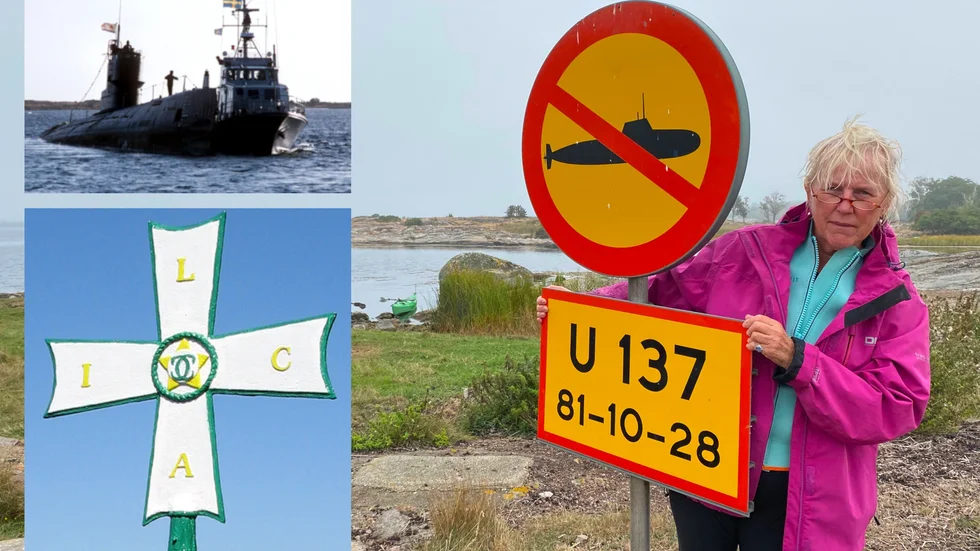 Skyttevärnen är nedmonterade - men nu finns åtminstone en förbudsskylt som talar om vad som gäller på Torumskär. Vad Coldinukorsen betyder är däremot hemligt.