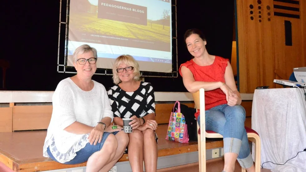 Nystartad blogg. Förstelärarna har startat en blogg för att kunna tipsa andra och visa vad de arbetar med. Monica Lindqvist, Margit Koppari och Ulrika Grape Hannu.