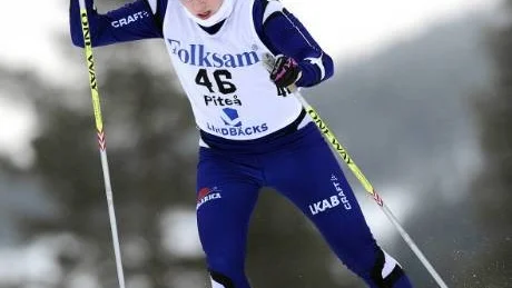 LYCKAT sm. Tärendös Mia Eriksson radade upp fina placeringar med guldet i teamsprinten med Kalla som höjdpunkt. Foto: Roland S Lundström