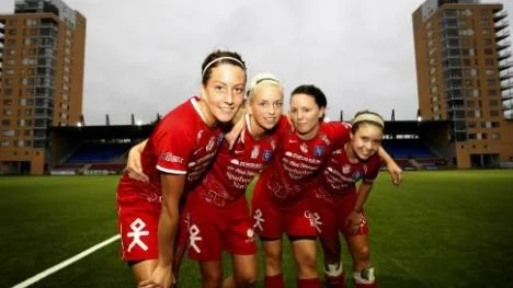 Piteås målskyttar mot Eskilstuna: Emma Johansson, Sanne Nilsson, Katrine Boman och Kim Bonilla.