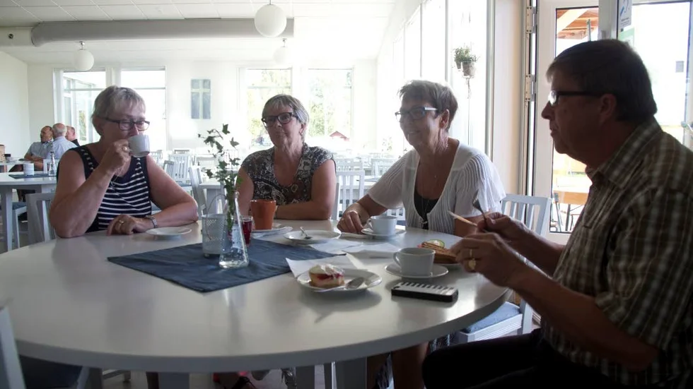 Mona Johansson, Inga-Britt Hellström, Helena Fernberg och Curth Johansson kombinerade umgänge och musik på Storstrand. "Det är socialt med både fika och musik samtidigt. Jag har hört dem tidigare, då jag var här och bakade samtidigt som de repade" säger Mona Johansson.