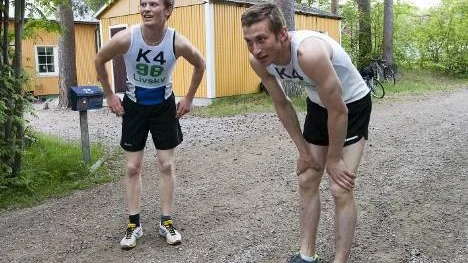 Simon Lundmark, till vänster, blev slagen med en sekund av Hannes Boström.