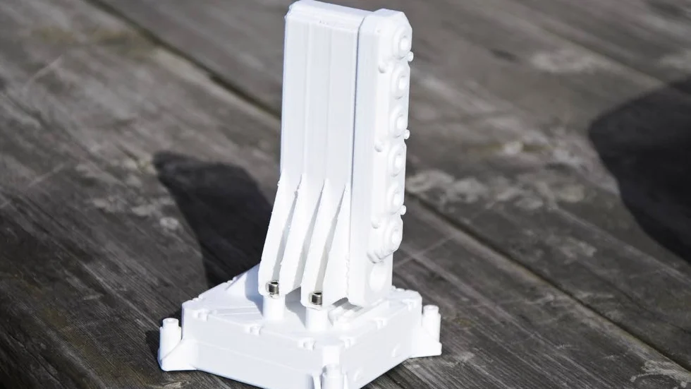 Modell. HABIT, som instrumentet heter, kommer att se ut ungefär så här. Detta är en 3D-printad modell i full skala som mäter cirka 10x10x20 cm.