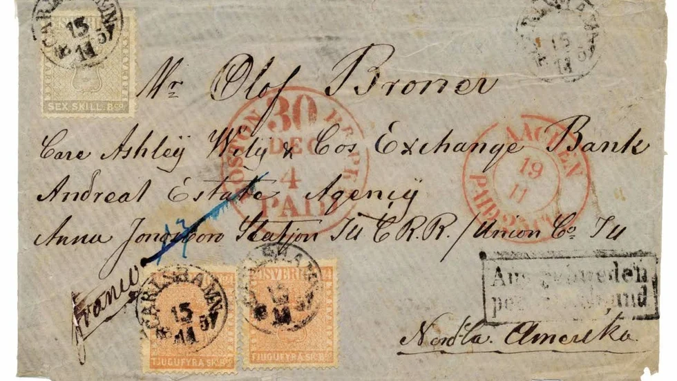 Brev till Amerika. Amerikabrev från Carlshamn daterat den 15 november 1857 till Union County, Illinois.