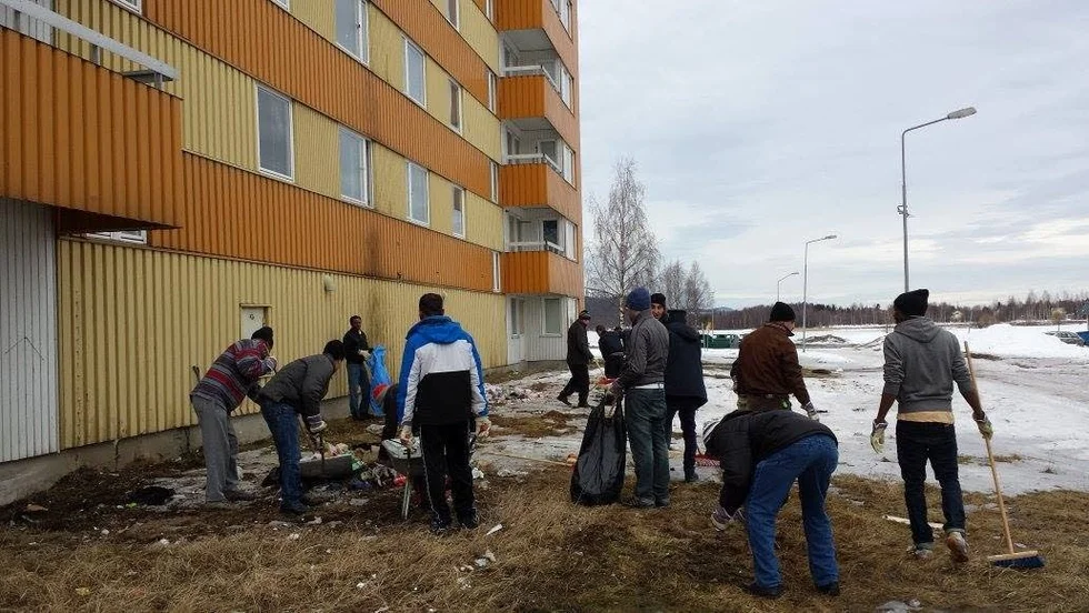 Så här såg det ut när området runt Prästholmen i Boden städades upp.