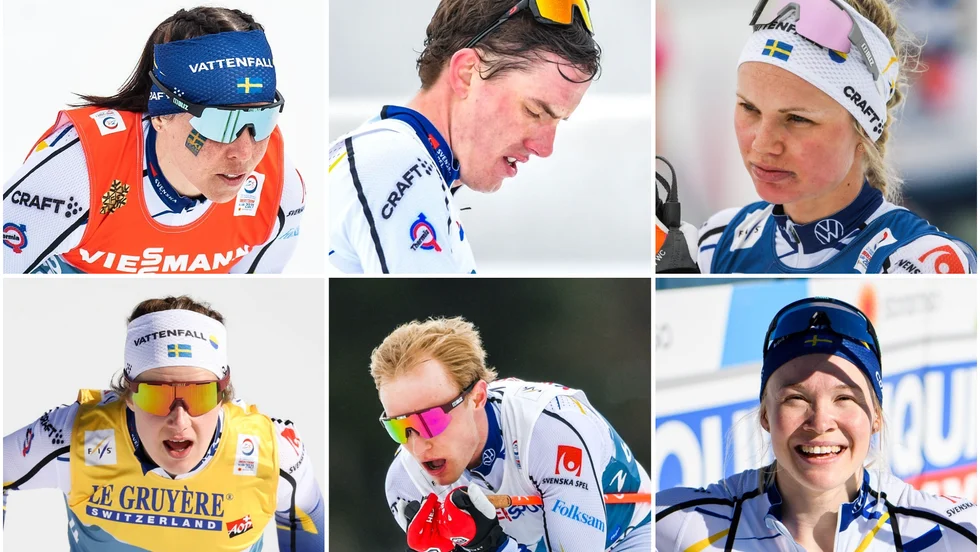 Piteå Elit-sextetten Charlotte Kalla, Johan Häggström, Emma Ribom, Ebba Andersson, Björn Sandström och Jonna Sundling.