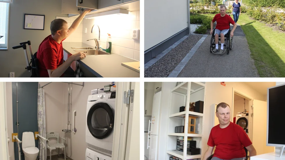 Rikard Olsson visar tillsammans med sin mamma Eva Olsson sin lägenhet i nybyggda gruppbostaden i Kamrer Nilssons park. Familjen trodde att lägenheten skulle vara anpassad efter Rikards behov, men har fått påtala flera brister som man nu väntar på besked om åtgärder för.  Bland annat kan den som är rullstolsburen inte nå de övre köksskåpen.