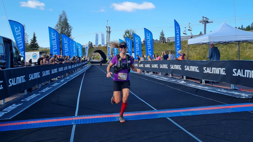 Emilia Möller från Västervik gick i mål som åttonde bästa kvinna på 45 kilometer i Idre Fjällmaraton.
