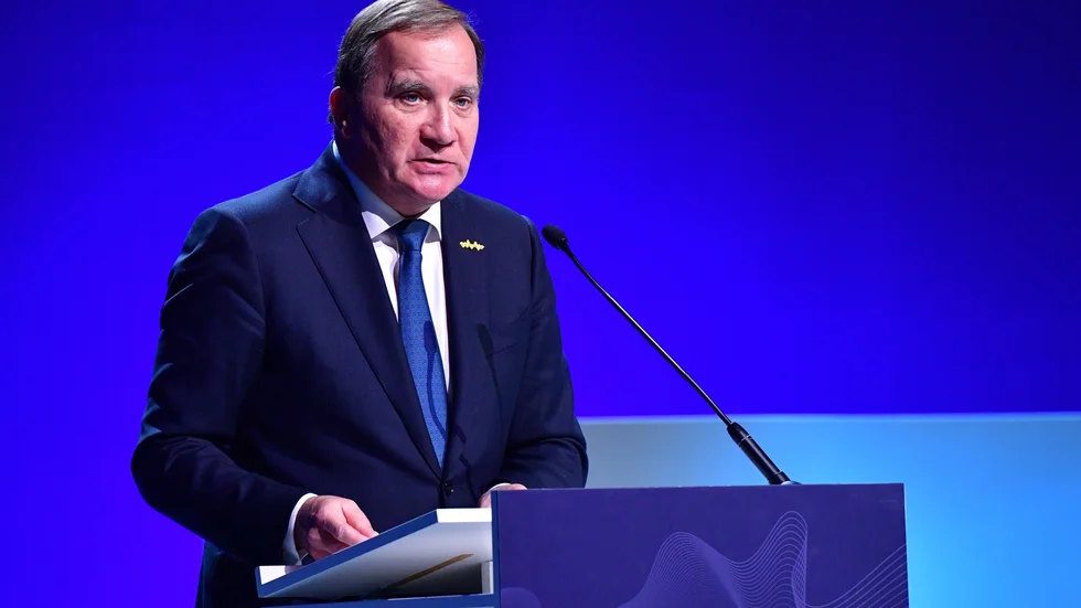 Statsminister Stefan Löfven talar vid den avslutande plenarsessionen under Malmöforum.