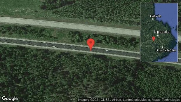 Stopp på E18 på grund av trafikolycka med en personbil