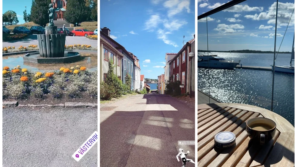 Artem Laguta njöt av solskenet vid S:t Petri kyrka samtidigt som Bartosz Smektala passade på att ta en kopp kaffe på Slottsholmens uteservering. 
