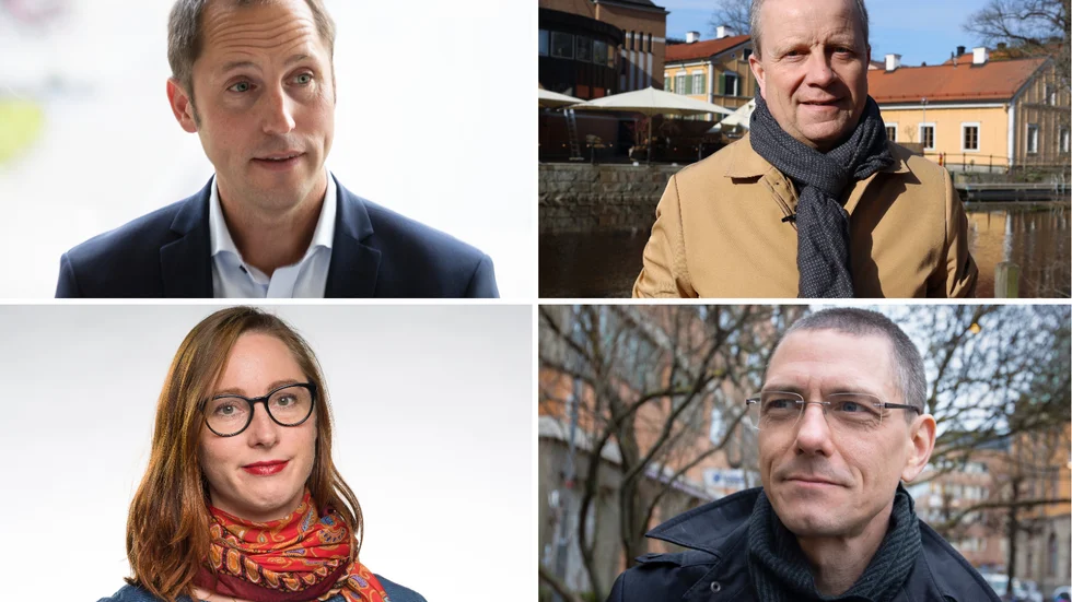 Erik Pelling (S), Fredrik Ahlstedt (M), Hanna Victoria Mörck (V) och Jonas Petersson (C).