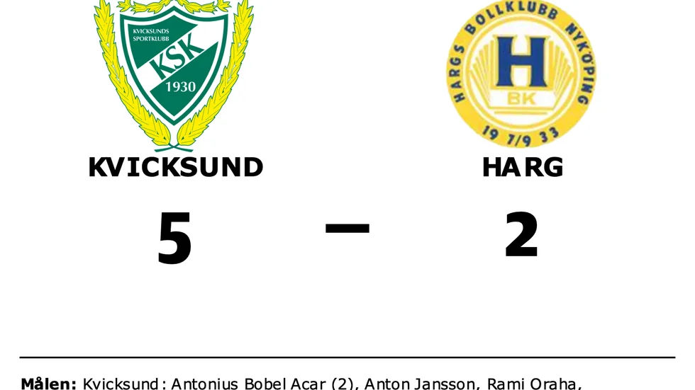 Kvicksund vann mot Harg