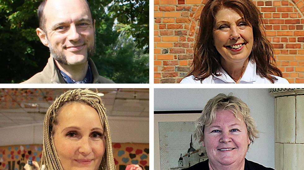 Fyra av dem som i höst gästar Vadstena Föreläsningsförening. 
Överst till väster: Martin Rundqvist, arkeolog. Överst till höger: Eva Mattsson, författare. Nederst till vänster: Sira Jokinen Lisse, konstnär och initativtagare till "Världens Mammor". Nederst till höger: Karin Landtblom, lektor. Arkivbilder. Bilden är ett montage.