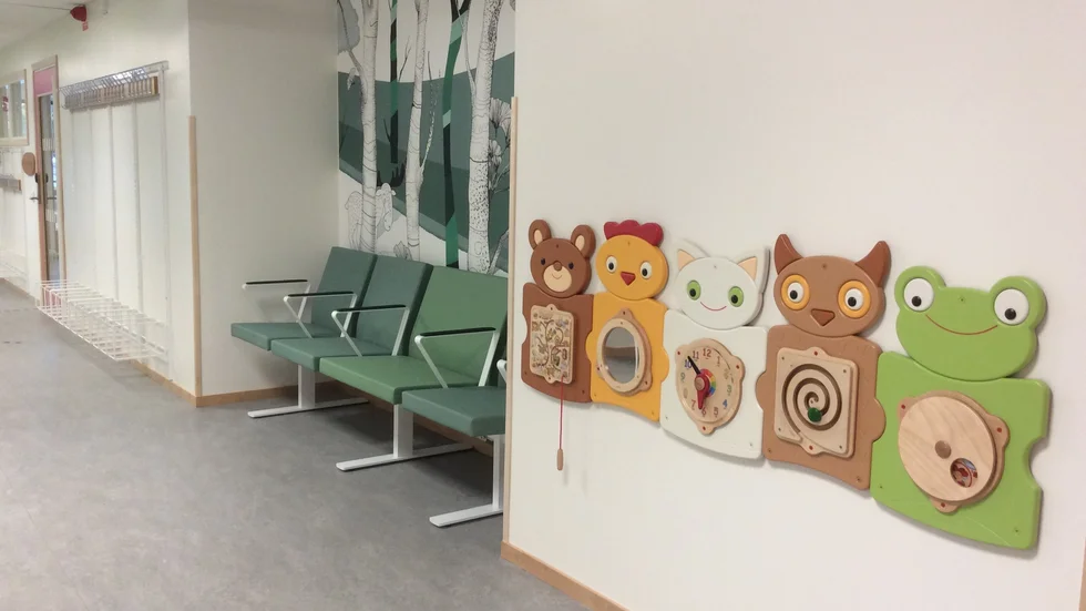 Väntrummet till barnvårdscentralen (BVC) i de nya lokalerna.