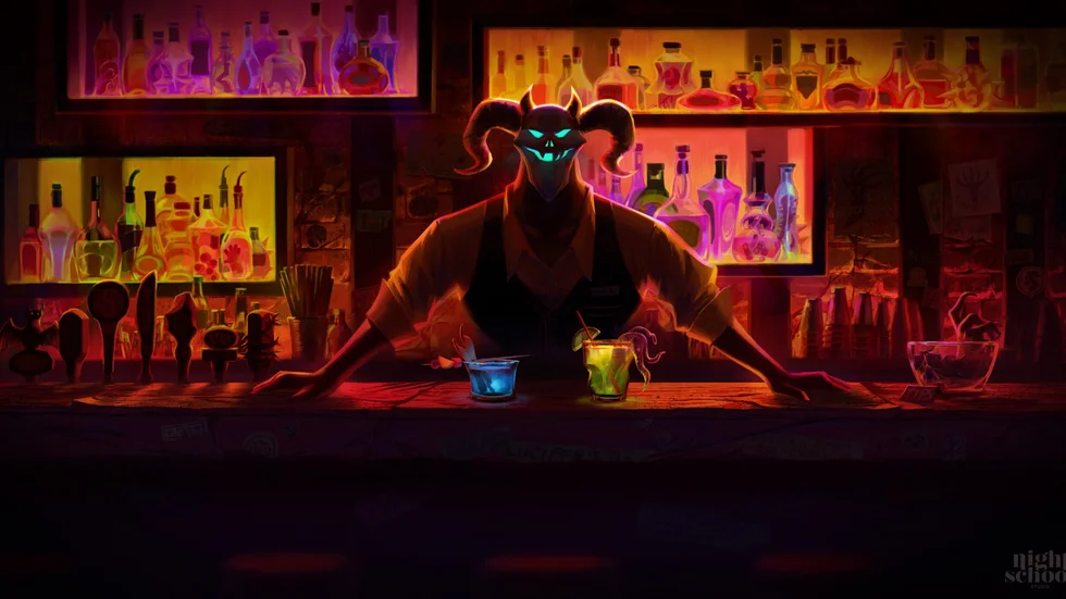 En demonisk bartender i "Afterparty". Pressbild.