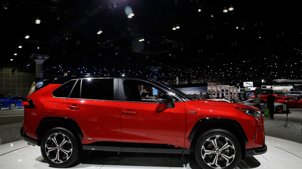 En Toyota-modell visas upp vid bilshowen i Los Angeles. Arkivbild.