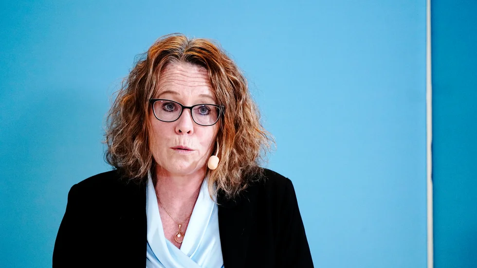 Maria Landgren, läkemedelschef och vaccinsamordnare i Region Skåne, vid regionens pressträff om covidsituationen.