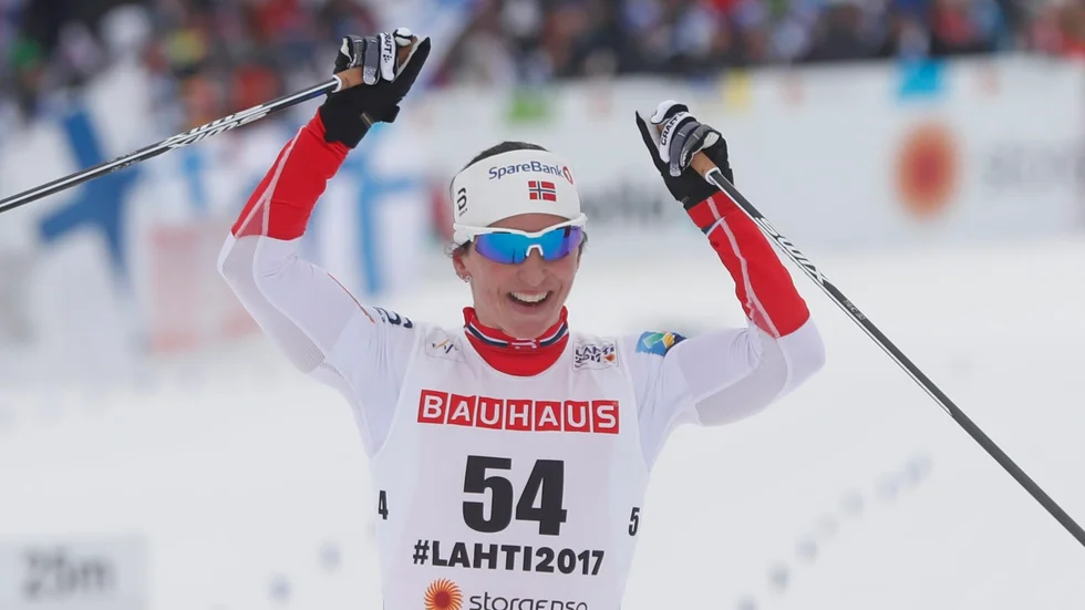 Marit Bjørgen tog fyra guld i VM i Lahtis 2017. Arkivbild.