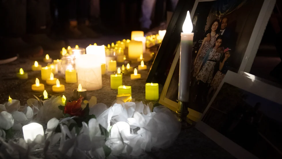 Minnesceremoni för omkomna i flygkraschen utanför Teheran i januari 2020. Arkivbild.