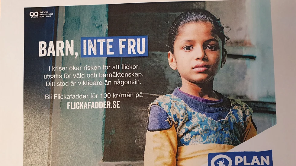 Plan Internationals annonskampanj, här i Corren 12 april.