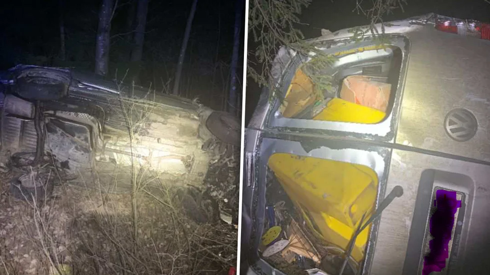 Bilen låg femton meter in i skogen.