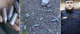 Talrika spår av lustgasmissbruk på p-plats nära skola 