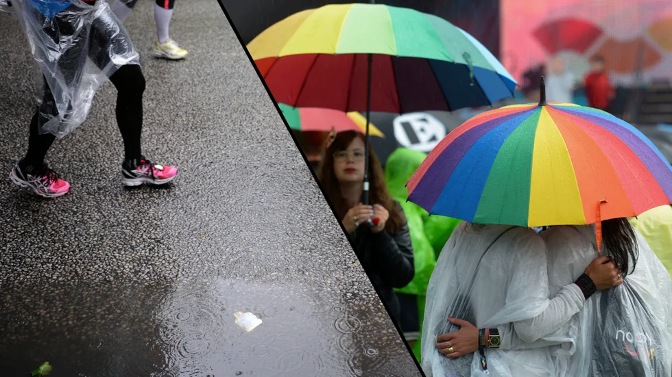 Regnponcho och paraply är bra val under lördagen. Mulet och skurar kommer att dominera både Å-varvet och Springpride.