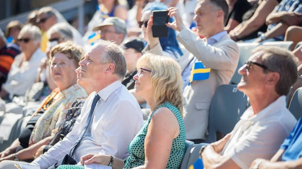 Anders Flanking flankerad av Eva Nypelius strax innan den nya landshövdingens första offentliga framträdande.