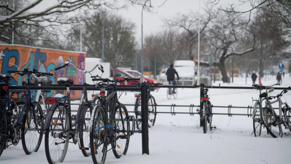 Det var flera som trotsade vädret och tog cykeln.