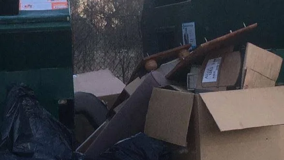 En mamma och hennes son har åtalats för nedskräpning, misstänkta för att ha slängt en soffa utanför en container.