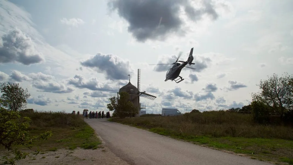 Marknaden bjöd på helikopterturer, något som blev välbesökt och skapade långa köer