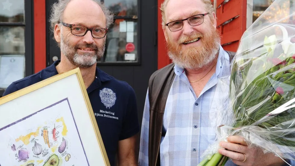 Vinnare av Kulinariska priset 2017. Gotlands Whiskys marknadschef Björn Pettersson och vd Anders Stumle överraskades med utmärkelsen under onsdagseftermiddagen