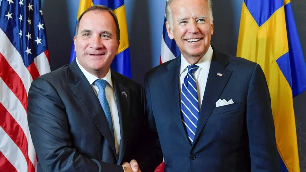 USA:s vicepresident Joe Biden, här med Stefan Löfven. Har enligt skribenten en son i Ukrainas gasindustri.