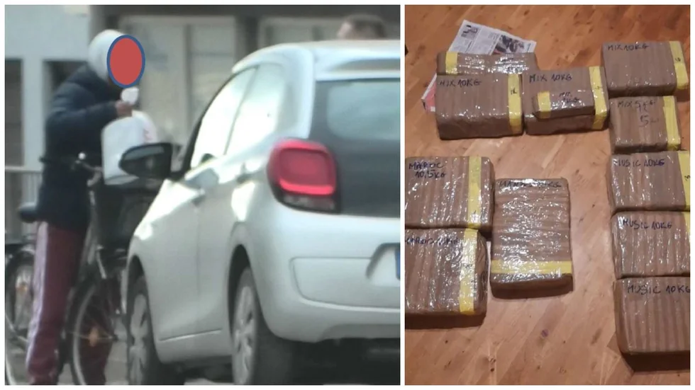 Bilder ur polisutredningen. T h 100 kilo cannabis som ska ha förvarats i en lägenhet på Svartbäcksgatan i Uppsala. 