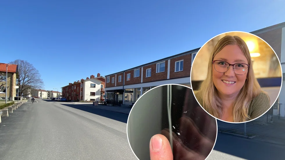 Tre stenar upptäcktes på balkongen, de uppskattas vara tre–fem centimeter stora.
