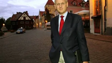 Carl Bildt i Visby. Sveriges utrikesminister var i Visby i lördags. Här talade han på den internationella Östersjökonferensen i Jarl Hjalmarsson stiftelsen. Foto: Rolf Jönsson