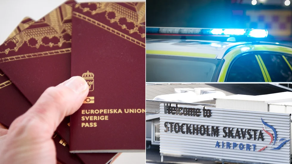Det blev stökigt i en kö till provisoriska pass, vid Skavsta flygplats och polis tillkallades.