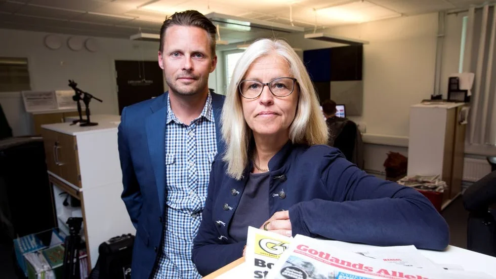 Mats Pettersson, redaktionschef Helagotland.se, Ulrica Ingelmark printchef Gotlands Media.