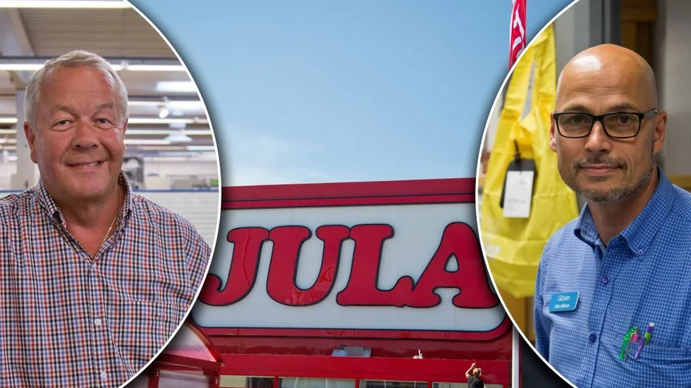 Lars Johansson, VD på Järn AB Södertorg och Göran Pihl, butikschef på Clas Ohlson.