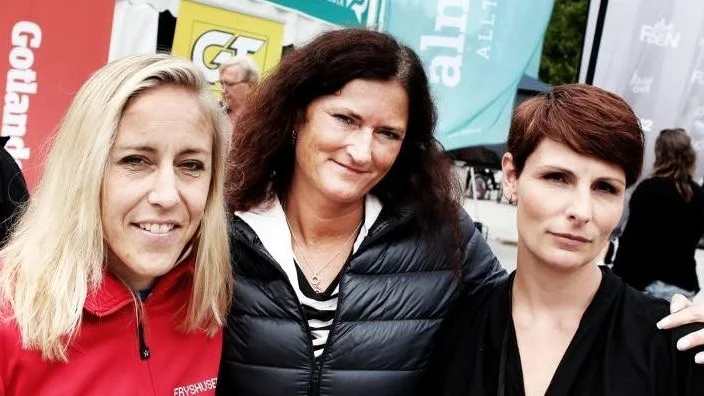 Pernilla Johansson, världsmästarinna i thaiboxning, Carin Sjöberg, vd Gotlands Media och Cristina Jardim Riberio, redaktör för almedalen.net