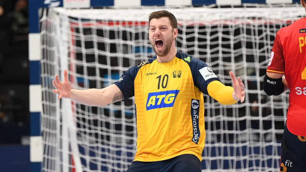 Sveriges Niclas Ekberg jublar efter att ha skjutit EM-guldet till Sverige.