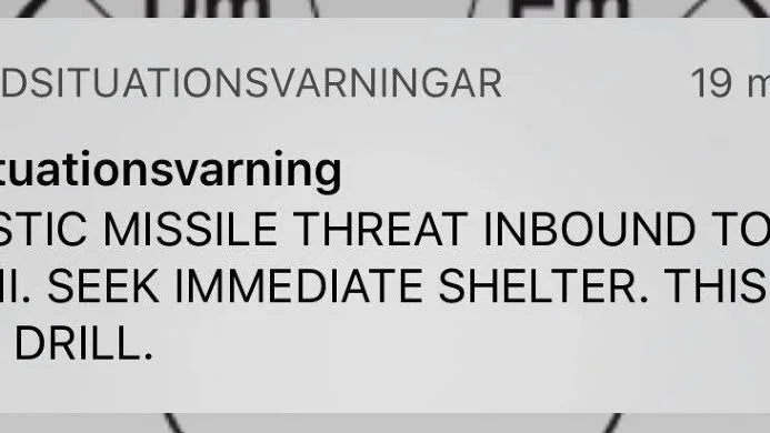 Skarpt läge. Meddelandet som gick ut i allas mobitelefoner varnade för en kärnvapenattack och var tydligt med att det inte var ett test.