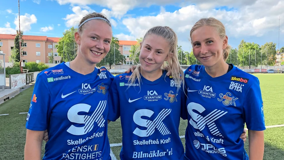 Målskyttarna Caroline Lohman, Lova Andersson (2) och Wilma Vidmark.